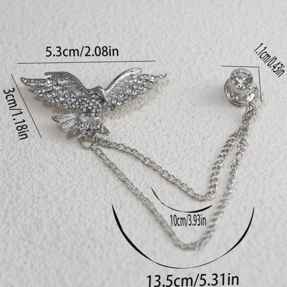 ✨Gorgeous Rhinestones Pin Brooch with Chain - Picture 2 of 2